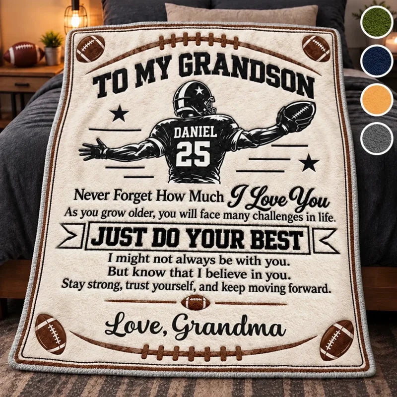 Personalized Grandma Quote Football Keepsake Blanket