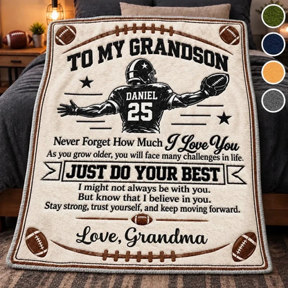 Personalized Grandma Quote Football Keepsake Blanket
