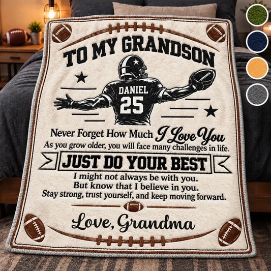 Personalized Grandma Quote Football Keepsake Blanket