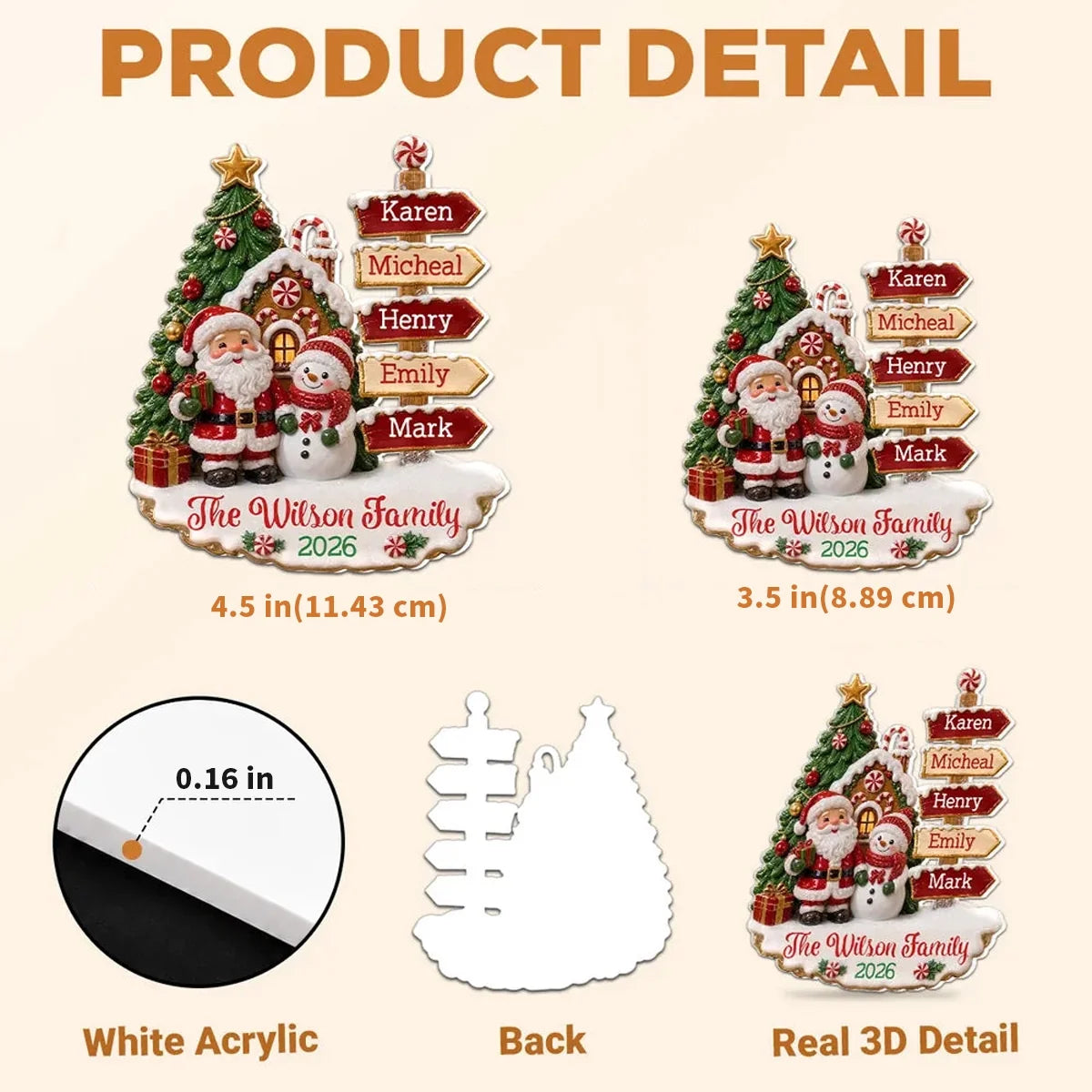 Personalized Santa Snowman Gingerbread Ornament