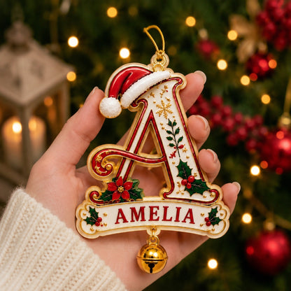 Personalized Christmas Initial Ornament – Custom Name Keepsake