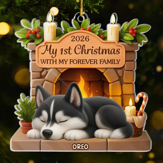 Custom First Christmas Acrylic Ornament - Personalized Christmas Birthday Gifts For Dog Lovers, Dog 