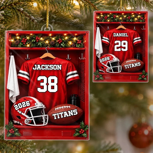 Custom America Football Acrylic Ornament - Personalized Christmas Birthday Gifts For America Footbal