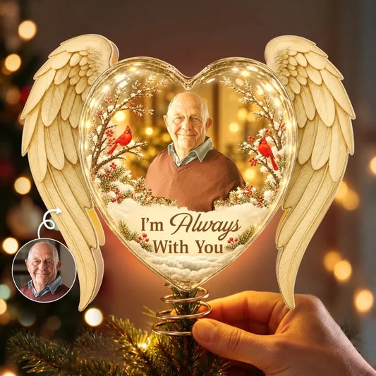 Custom Photo LED Tree Topper - Personalized  Memorial Sympathy Gifts For Loss Of Mom, Dad - Carried 