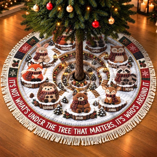 Custom Tree Skirt - Personalized Christmas Birthday Gifts For Mom, Dad, Brother, Sister - Our Happy 