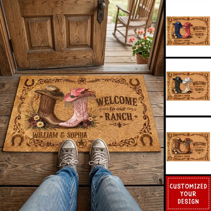 Personalized Welcome Ranch Cowboy Boots Doormat