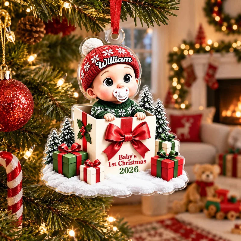 Personalized Baby First Christmas Gift Box Ornament