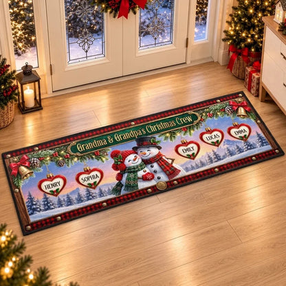 Personalized Snowman Crew Christmas Runner Rug
