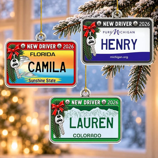Personalized First Ride Christmas State Plate Ornament