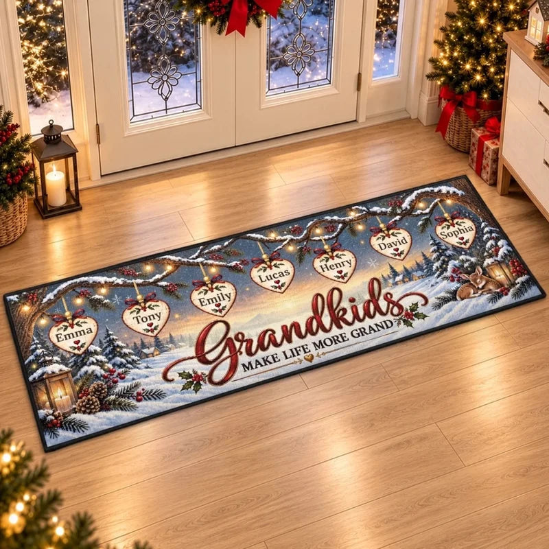 Personalized Grandkids Love Grand Christmas Runner Rug