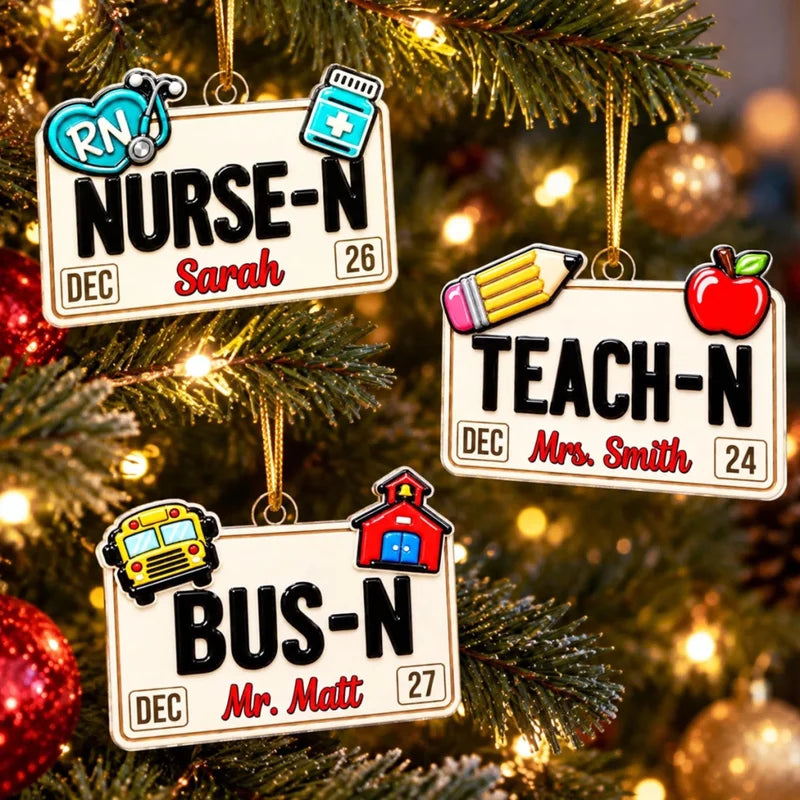 Personalized Hometown Heroes License Plate Ornament