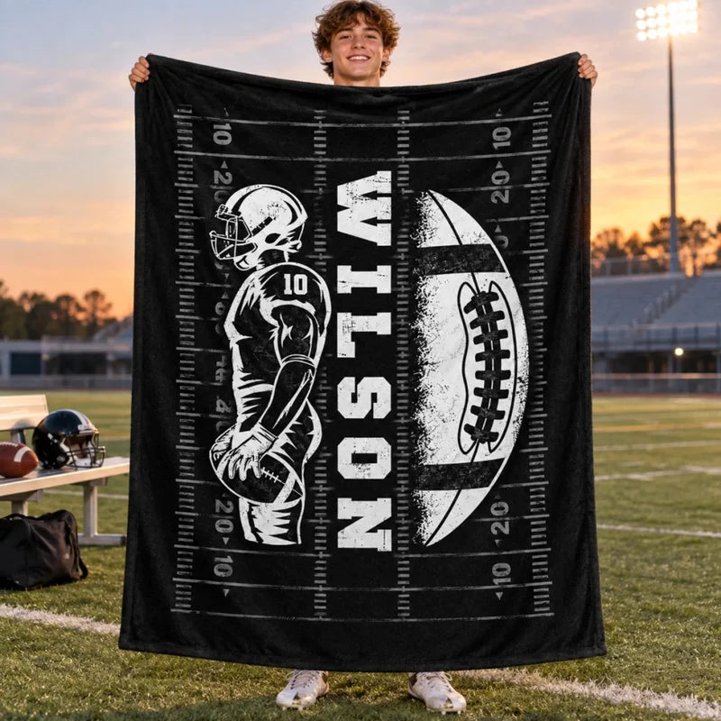 Custom Football Senior Player - Personalized Fleece Blanket - Senior Night Gift, Christmas Gift for 