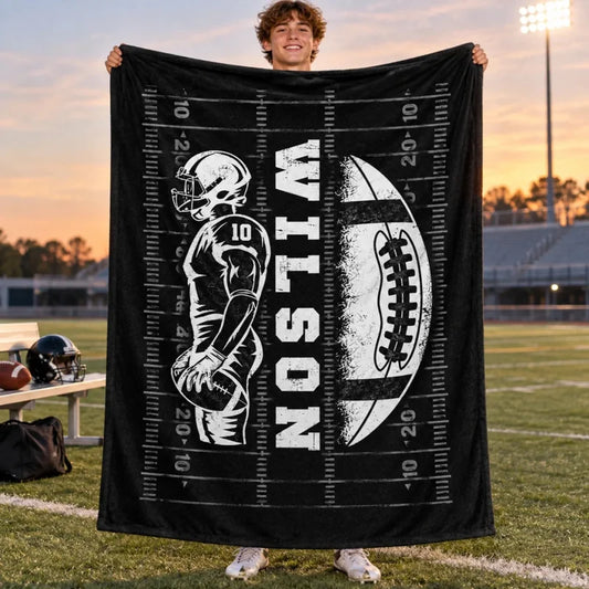 Custom Football Senior Player - Personalized Fleece Blanket - Senior Night Gift, Christmas Gift for 