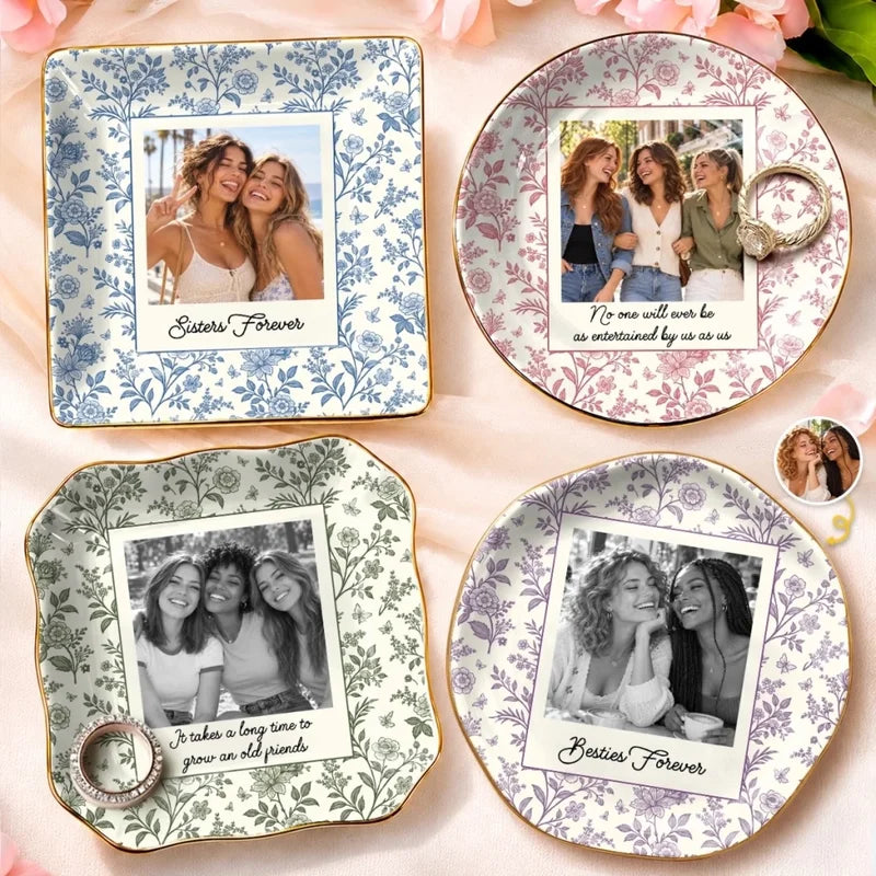 Custom Photo Bestie Gifts For Friends - Personalized Jewelry Dish