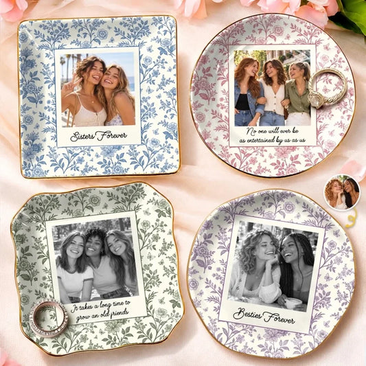 Custom Photo Bestie Gifts For Friends - Personalized Jewelry Dish