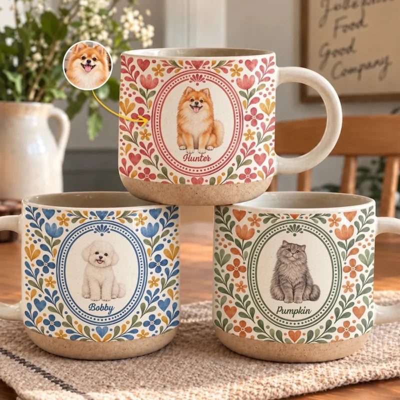 Custom Pet Photo Gifts for Dog and Cat Lovers - Personalized Pottery Mug