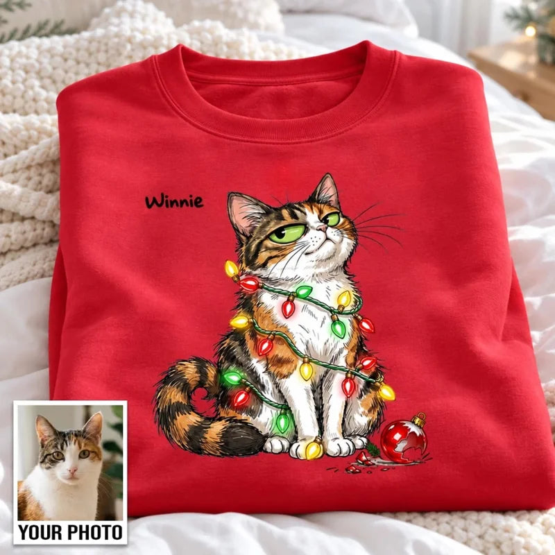 Custom Pet Portrait Bossy Cat Upload Your Photo - Personalized Shirt - Funny Christmas Gift For Cat 