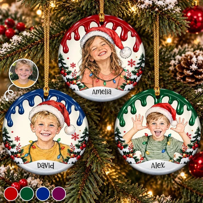 Custom Photo Christmas Gifts for Kids - Personalized Ceramic Ornament