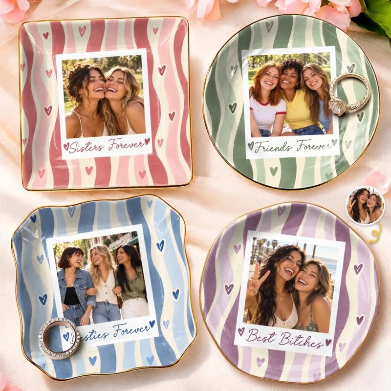 Custom Photo Best Friend Gifts for Women - Personalized Jewelry Dish