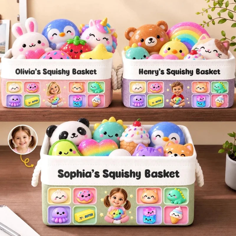 Custom Photo Squishy Gifts for Kids - Personalized Storage Basket