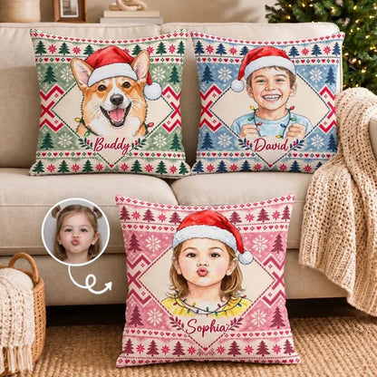 Custom Photo Name Christmas Gifts for Kids - Personalized Pillow