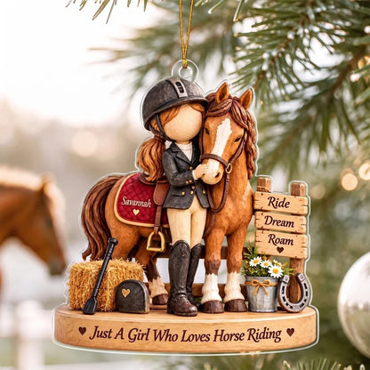 Just A Girl Who Loves Horse Riding Personalized Acrylic Ornament - Christmas Keepsake Gift for Horse