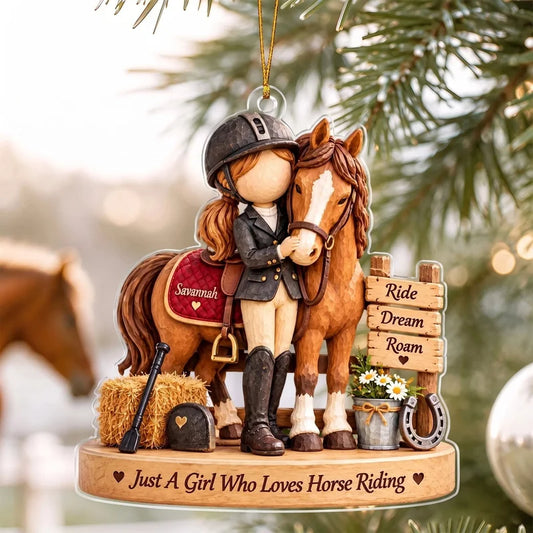 Just A Girl Who Loves Horse Riding Personalized Acrylic Ornament - Christmas Keepsake Gift for Horse