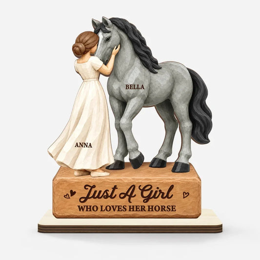 Just A Girl Who Loves Her Horse - Personalized Wooden Plaque Gift for Equestrian Lovers
