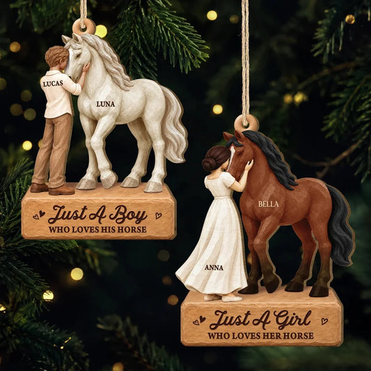 Just A Girl Who Loves Her Horse Wooden Ornament - Personalized Equestrian Keepsake