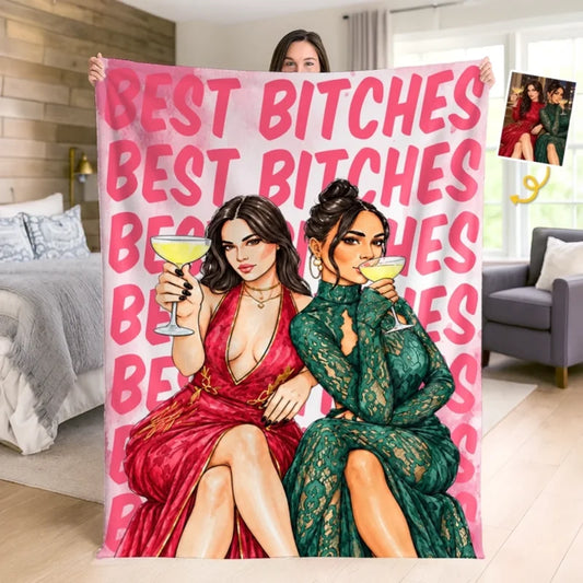 Custom Photo Bestie Gifts for Women - Personalized Blanket