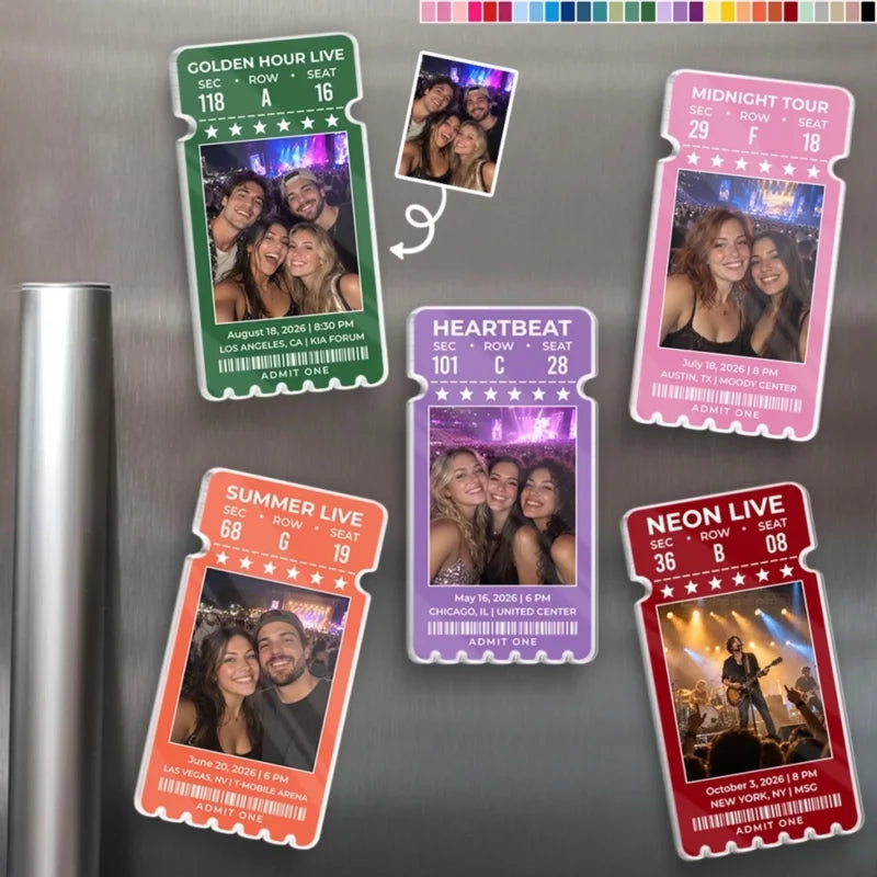 Custom Photo Concert Ticket Keepsake Gifts - Personalized Acrylic Fridge Magnet