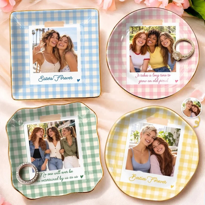 Custom Photo Friendship Gifts For Besties, Sisters - Personalized Jewelry Dish