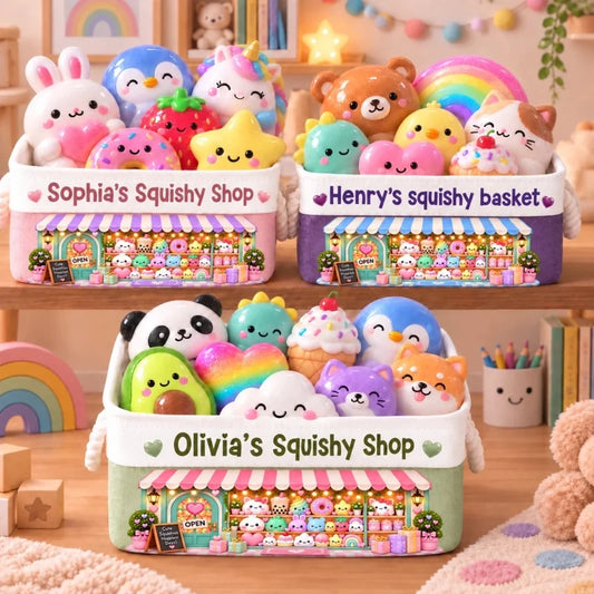 Custom Name Colorful Squishy Shop Gifts For Kids - Personalized Storage Basket