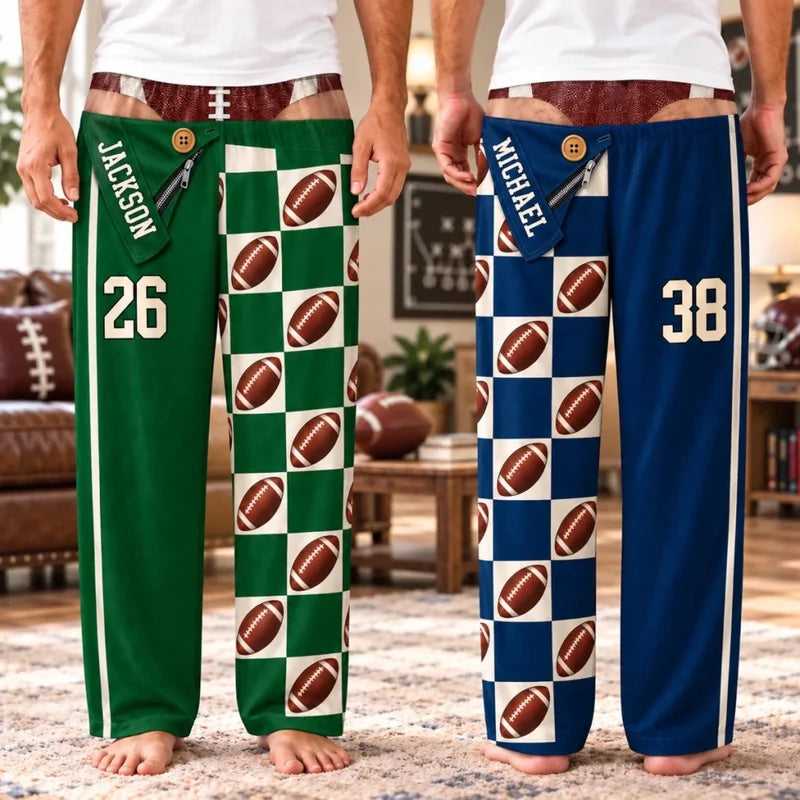 Custom Name and Number Football Gifts for Men - Personalized Pajamas Pants