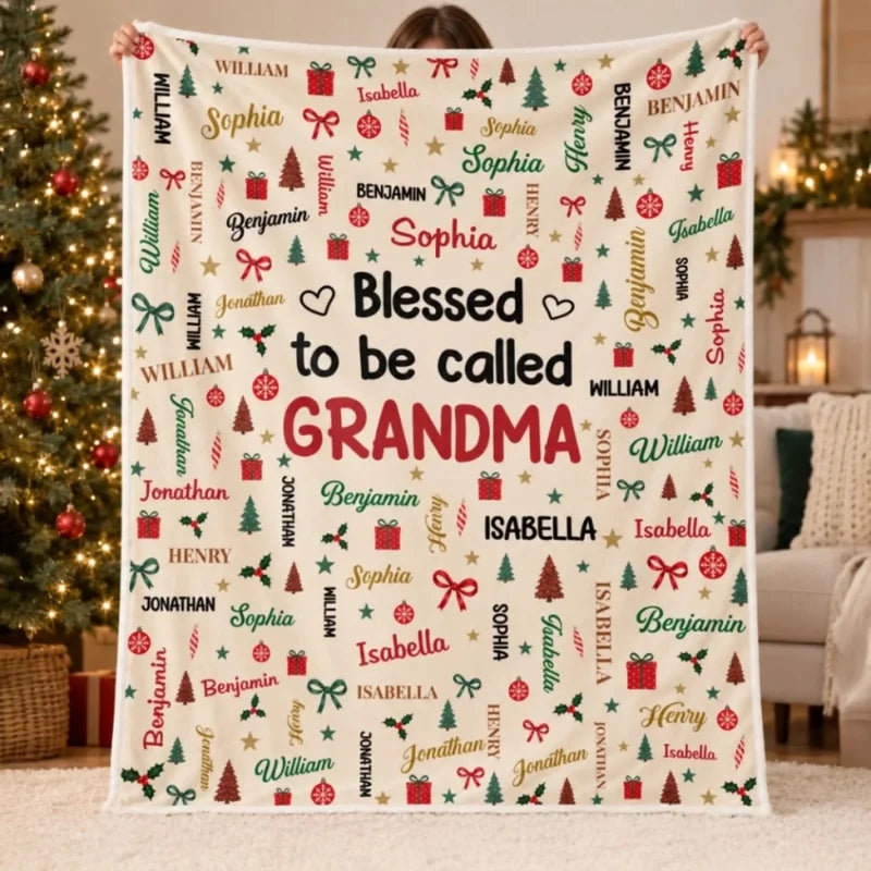 Custom Name Blessed Grandma And Grandpa Christmas Gifts - Personalized Blanket