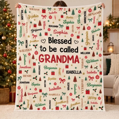 Custom Name Blessed Grandma And Grandpa Christmas Gifts - Personalized Blanket