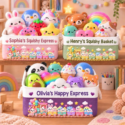 Custom Name Happy Express Squishy Train Gifts For Kids - Personalized Storage Basket
