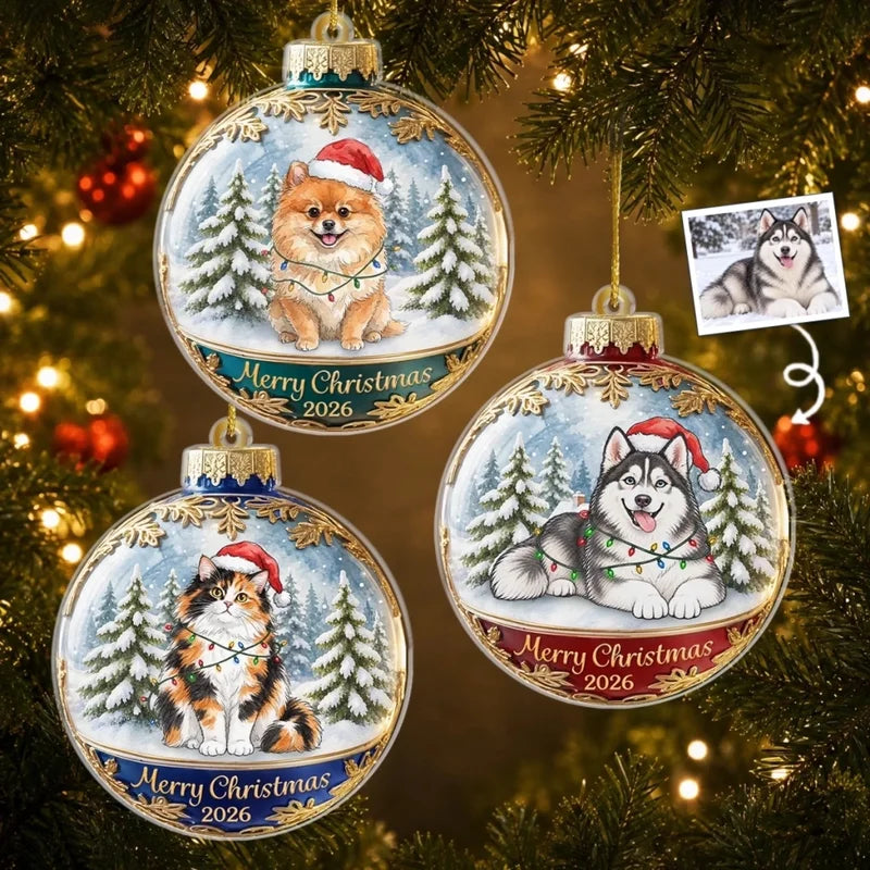 Custom Pet Photo Christmas Keepsake For Dog And Cat Lovers - Personalized Acrylic Ornament