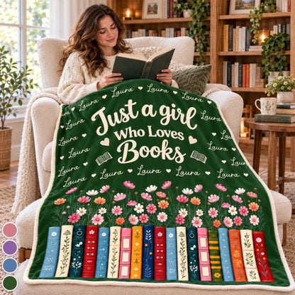 Custom Name Bookworm Reading Gifts for Her - Personalized Blanket