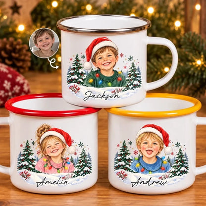 Custom Photo Christmas Gifts for Kids - Personalized Enamel Mug