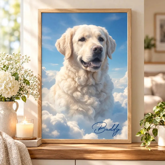 Dog Cat Memorial Portrait from Photo - Personalized Poster - Heartfelt Sympathy Keepsake, Christmas 