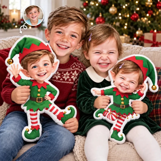 Custom Photo Christmas Elf Gifts for Kids - Personalized Shaped Pillow