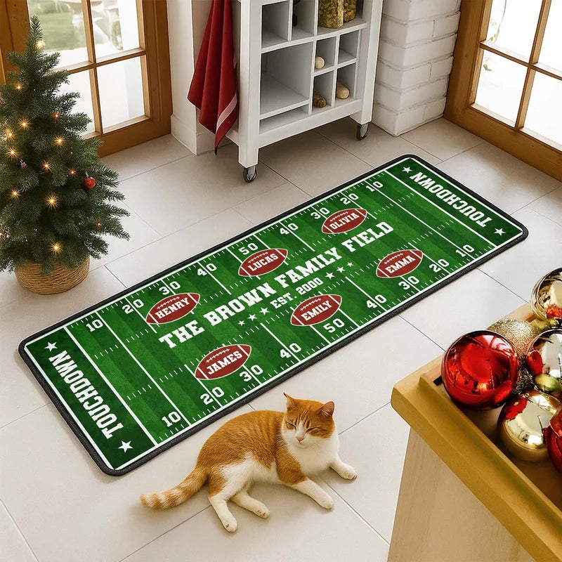 The Family Field Touchdown Personalized Runner Rug - Game Day Decor for Football Lovers