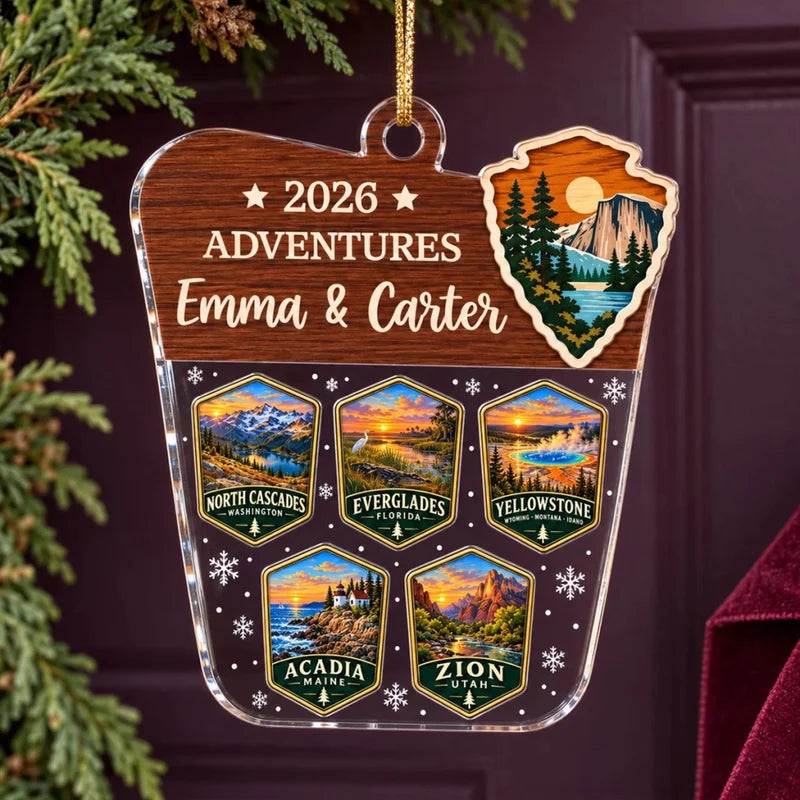 Custom National Parks Adventures - Personalized Acrylic Ornament - National Parks Adventure Lovers, 