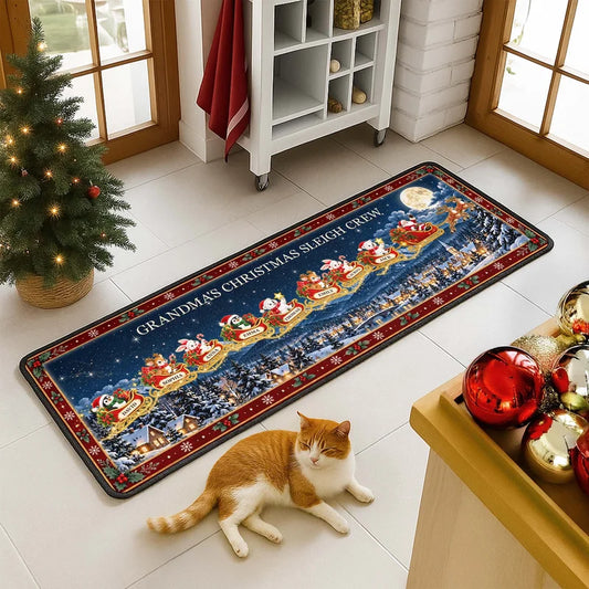 Grandma's Christmas Sleigh Crew Personalized Runner Rug - Holiday Decor for Grandma