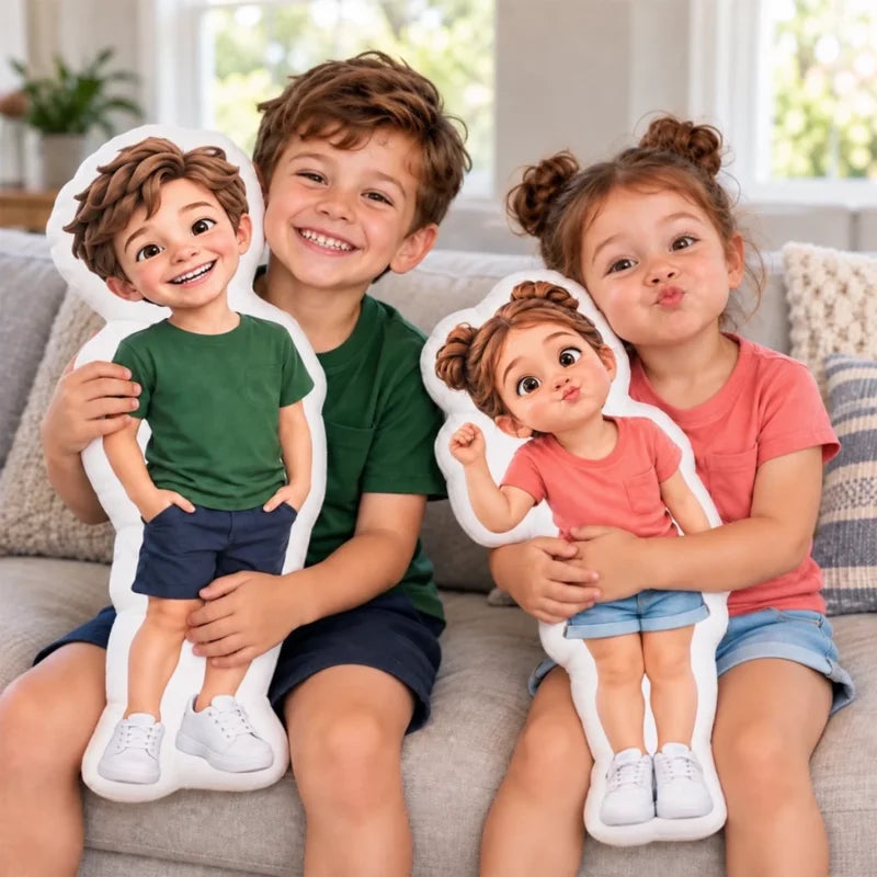Custom Photo Cartoon Character Gifts for Kids - Personalized Shaped Pillow
