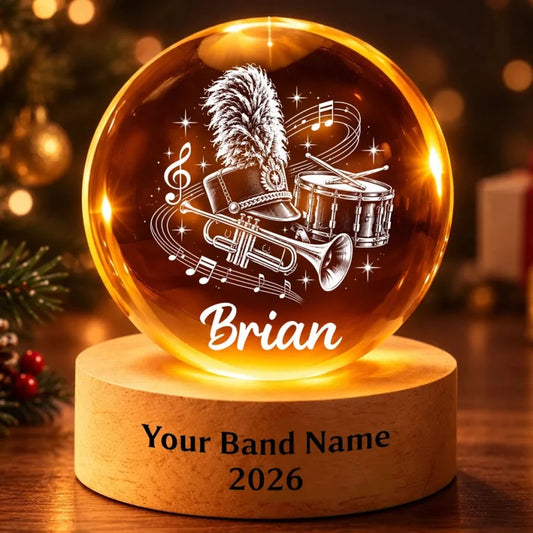 Marching Band Design - Personalized Crystal Ball LED Night Light - Christmas Gift For Boy Girl, Gran