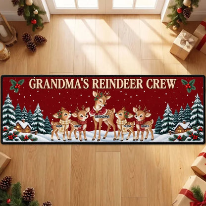 Custom Family Name Rug, Housewarming Birthday Gift For Family Members • Reindeer Winter Love - Perso