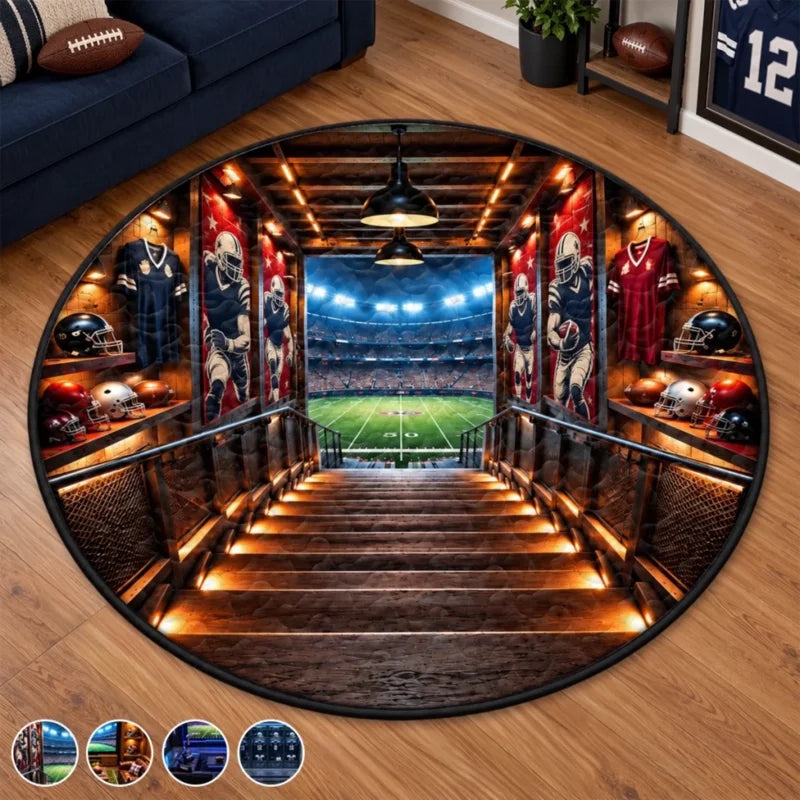Custom Football Stadium Decor for Football Fans - Personalized Quilted Round Mat
