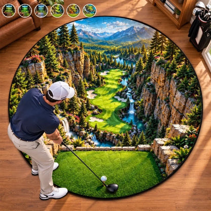 Custom Golf Course Landscape Decor - Personalized Quilted Round Mat